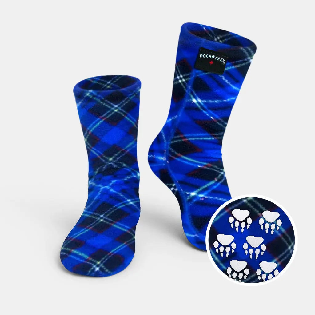 Polar Feet Fleece Socks - Blue Argyle