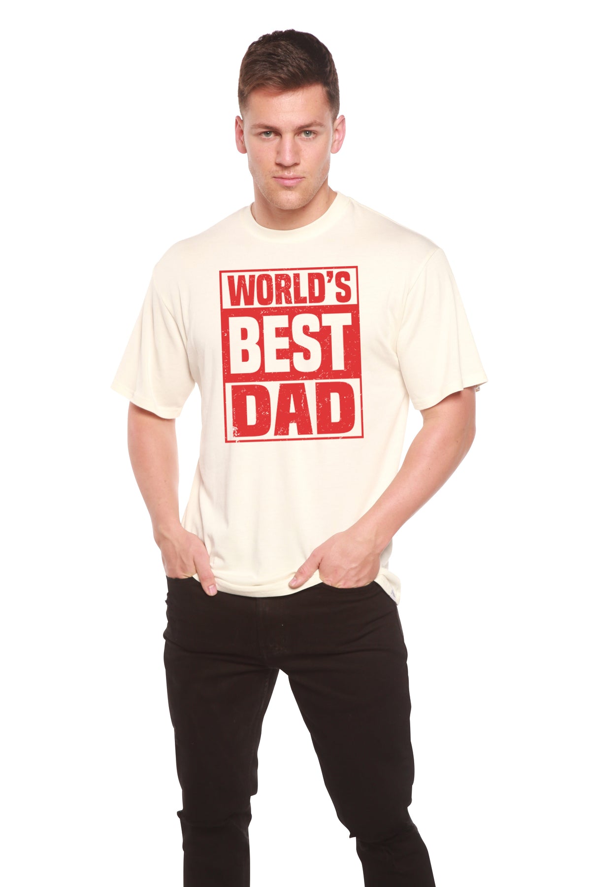 World's Best Dad Men's Bamboo Viscose/Organic Cotton Short Sleeve Graphic T-Shirt